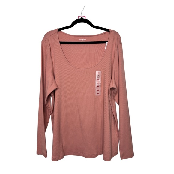 💎 Old Navy Fitted Long Sleeve Rib Knit Top Pink - Picture 2 of 11